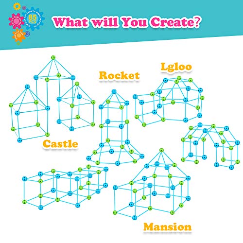 Second image of Obuby Kids Construction Fort Building Kit 85 Pieces Ultimate Forts Builder Gift Build Making Kits Toys for Boys and Girls to DIY Building Castles Tunnels Play Tent Rocket Tower Indoor & Outdoor