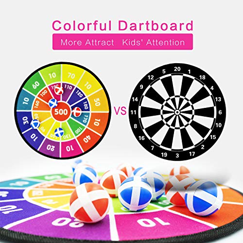 Second image of Board Games for Kids, Dart Board for Kids with 12 Sticky Balls, Darts Board Set with Hook, Safe & Classic Toy Gift for Boys Girls Ages 3-Year-Old and Up, 14 Inches