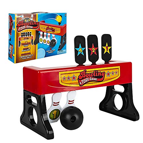 Gamie 2-in-1 Bowling and Tossing Game for Kids - Fun Indoor Carnival Game - Includes Base, Balls and Stickers - Durable Plastic - Cool Party Activity - Toss and Bowl Game for Toddlers, Boys, Girls