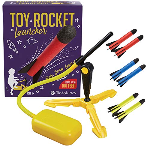 Second image of Toy Rocket Launcher for kids ?C Shoots Up to 100 Feet ?C 8 Colorful Foam Rockets and Sturdy Launcher Stand With Foot Launch Pad - Fun Outdoor Toy for Kids - Gift Toys for Boys and Girls Age 3+ Years Old