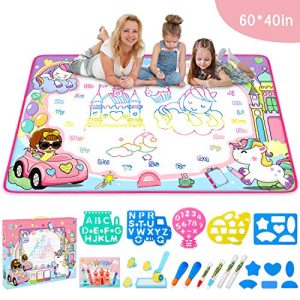Aqua Magic Mat - Kids Painting Writing Doodle Board Toy - Color Doodle Drawing Mat Bring Magic Pens Educational Toys for Age 3 4 5 6 7 8 9 10 11 12 Year Old Girls Boys Age Toddler Gift
