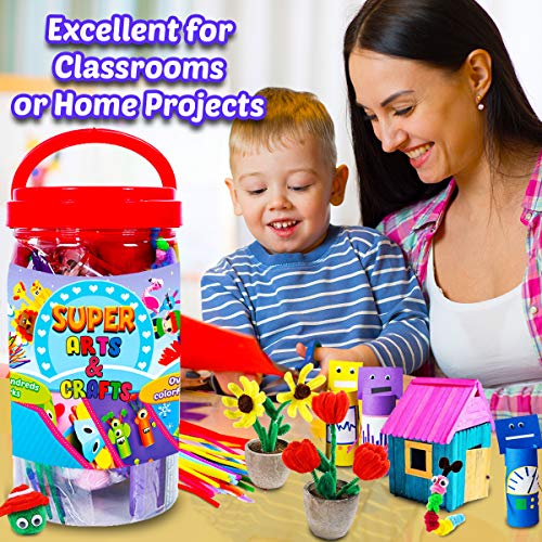 Second image of GoodyKing Arts and Crafts Supplies for Kids - Craft Art Supply Jar Kit for Student Age 4 5 6 7 8 9 10 Year Old Crafting Activity - Collage Arts Set for Toddlers Preschool DIY Classroom Home Project